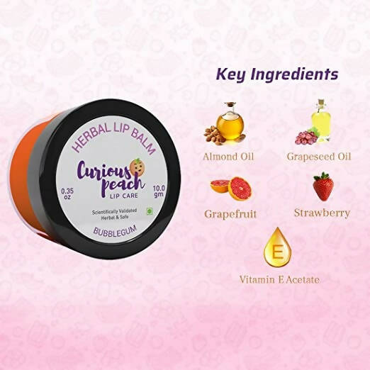Curious Peach Herbal Lip Balm Bubble Gum - Swadesiicart