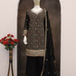 Anaita Black Embroidered Faux Georgette Unstitched Plazo Suit