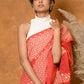 Very Much Indian Handblock Printed Cotton Saree With Natural Dyes - Orange | Swadesiicart