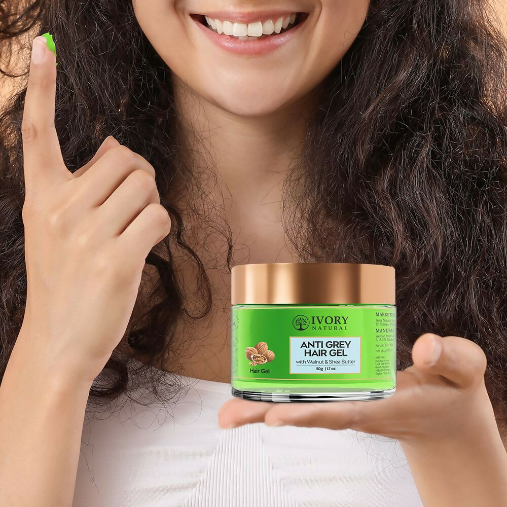 Ivory Natural Grey Gel For Hair Restore Natural Dark Shine And Luster | Swadesiicart