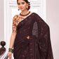 Brown Georgette Swaroski Work Saree With Unstitched Blouse Piece - Juhi