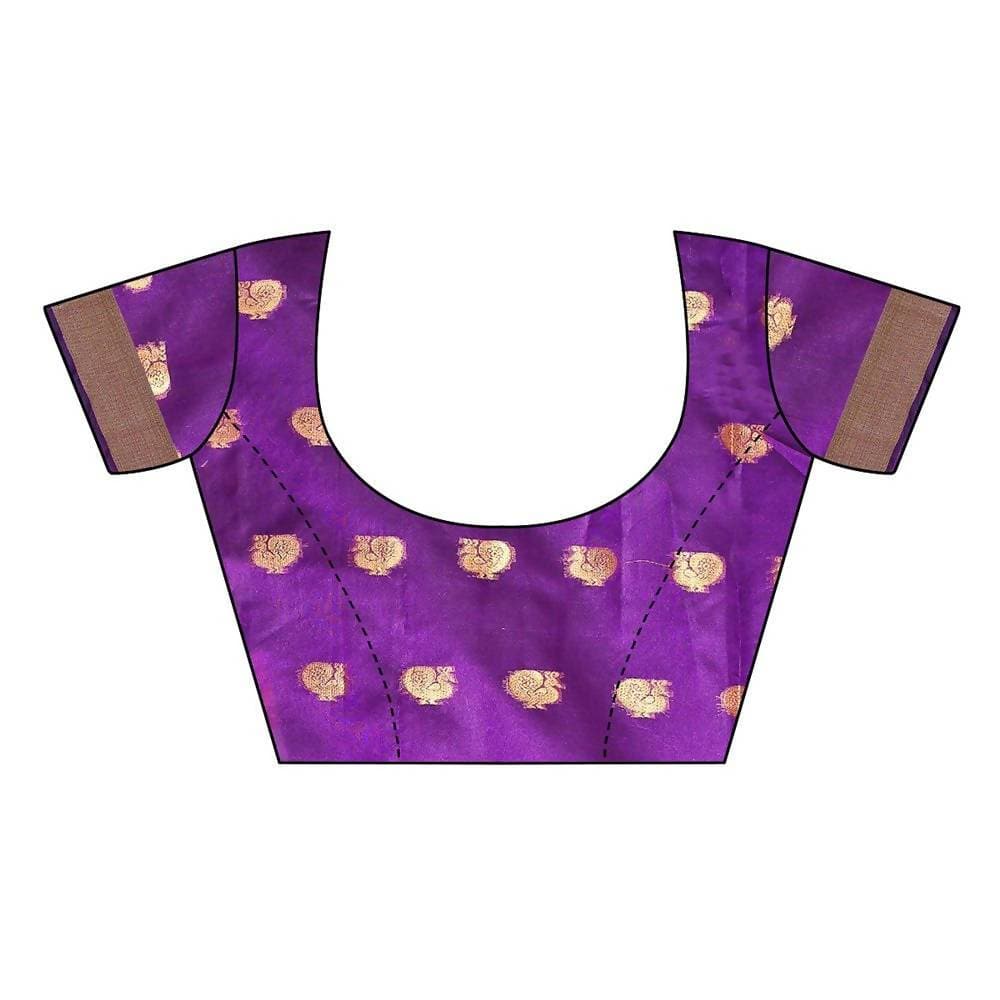 Vamika Banarasi Jacquard Weaving Violet Saree (Shining Violet) | Swadesiicart
