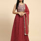 Red Georgette Embroidered Lehenga choli with Dupatta - Dhara | Swadesiicart