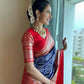 DEIANA'S Beautiful Designer Golden zari Soft Lichi Silk Saree - Blue - Swadesiicart