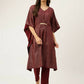FIORRA Women's Maroon Poly Crepe Kaftan Type Kurta Set - Swadesiicart
