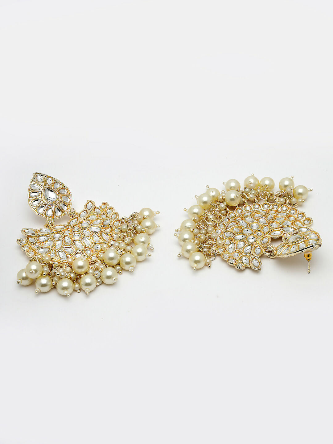NVR Women Gold-Polished Kundan Chandbali Earrings | Swadesiicart