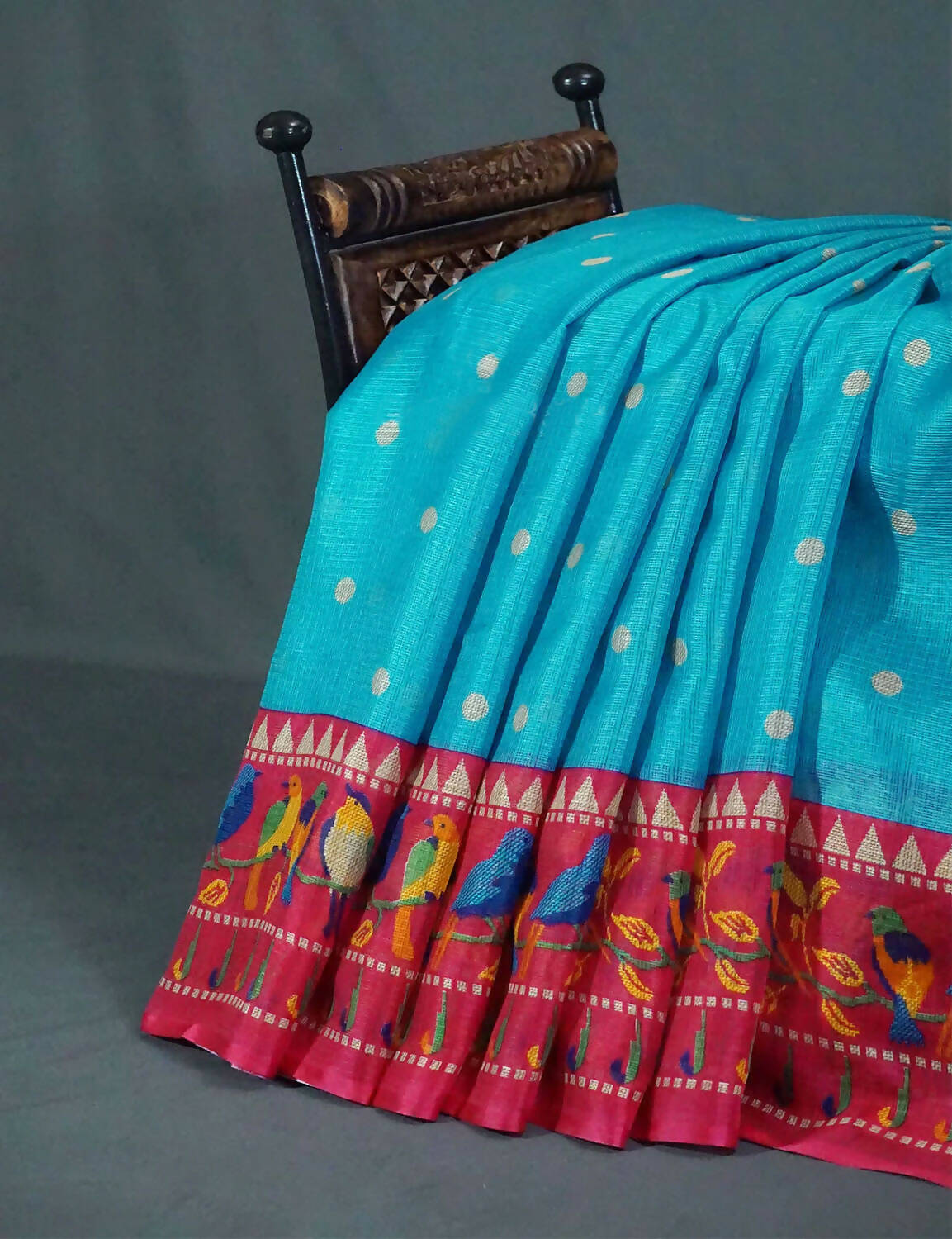 Rama Green Colored with Buttes Semi Silk Kota Saree By Gayathri Reddy Designer Studio | Swadesiicart