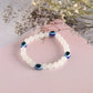 NVR Men & Women White Marbel Crystal Elasticated Bracelet - Swadesiicart