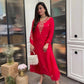 The52 Red Beautiful Embroidered Rayon Fabric Straight Kurta Pant with Dupatta Set - Swadesiicart