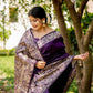 Vishnu Weaves Women's Wine Handloom Raw Silk Woven Border Saree with Unstitched Blouse - Swadesiicart