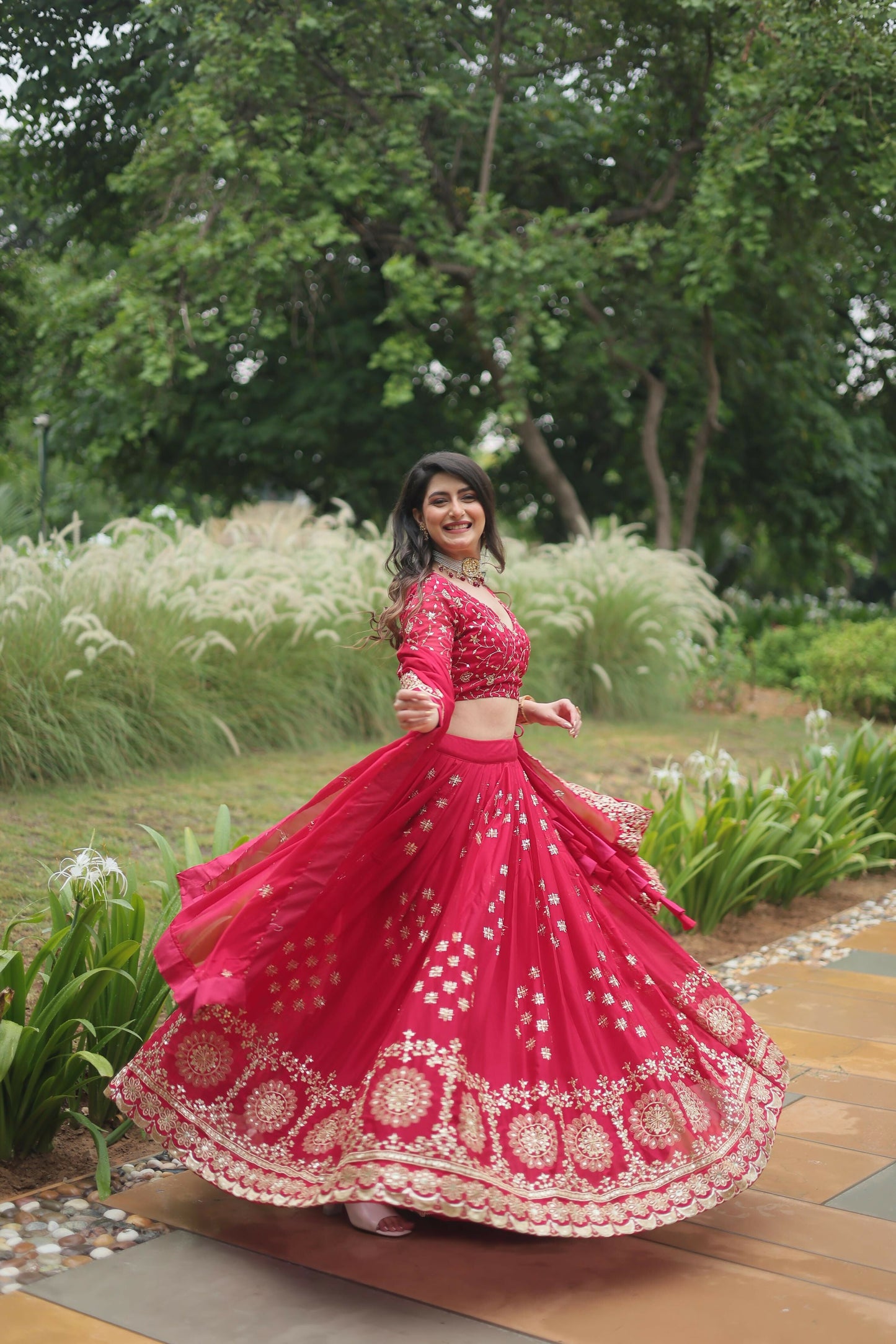 Lorenvalley Ranipink Rangoli Silk Heavy Sequins & Thread Embroidered work Lehenga Choli | Swadesiicart