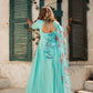 Pomcha Jaipur Blue Berry Pure Cotton Anarkali Set With Organza Dupatta | Swadesiicart