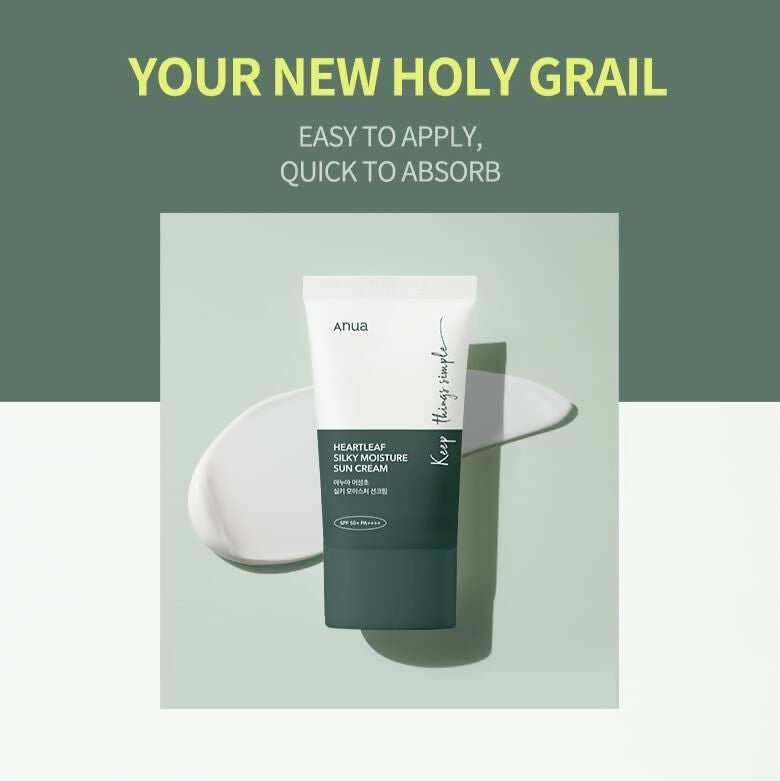 Anua Hearleaf Silky Moisture Suncream - Korean Skincare | Swadesiicart