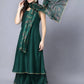 Myshka Women Green Ethnic Motifs Yoke Design Panelled Kurti with Sharara With Dupatta | Swadesiicart