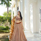 Aastha Fashion Brown Butterfly Net White Cotton Thread Work And Sequence Work Embroidery Wedding Wear Lehenga Choli