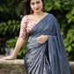 Grey Silk Blend Ethnic Motifs Saree with Unstitched Blouse - Hiral Fashion | Swadesiicart