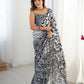 Black Chinon Designer Digital Printed,Mirror Cut Work Saree - Sohni