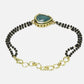 Women's Black Gold-Toned Gold-Polished Kundan Studded Charm Mangalsutra Bracelet - Ruby Raang - Swadesiicart