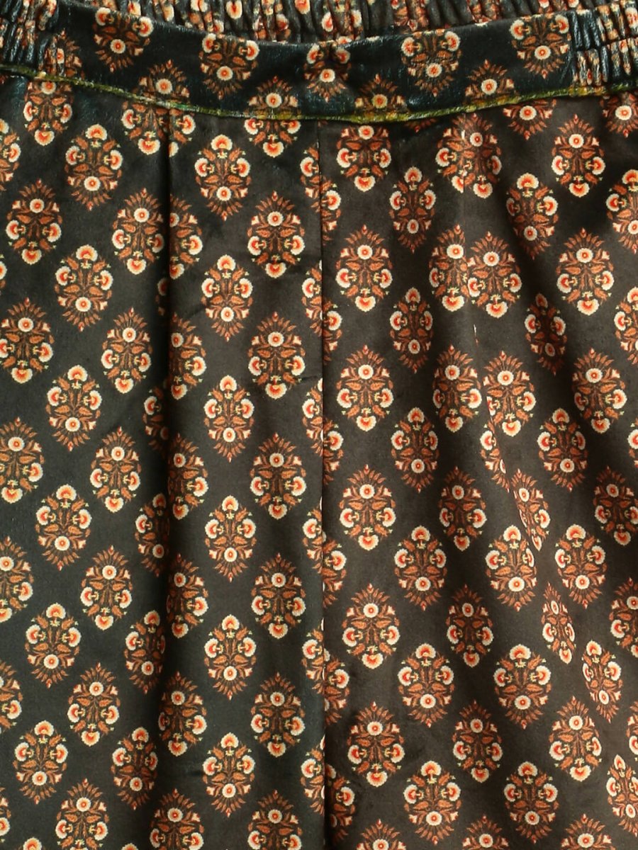 Ahalyaa Mustard Color Digital Print Velvet kids Kurta Palazzo Set For Girls | Swadesiicart
