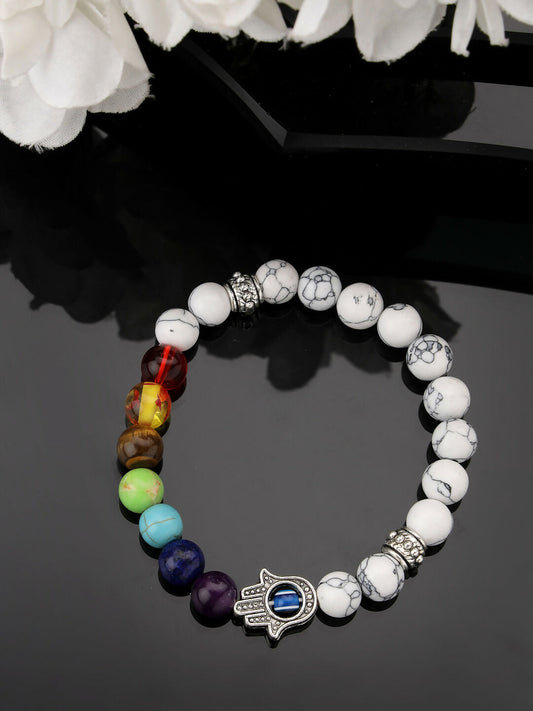 NVR Men & Women Multi Colour Marbel Crystal Elasticated Bracelet - Swadesiicart