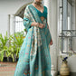Vishnu Weaves Women's Sea-Green Banarasi Silk Patola Zari Woven Saree with Blouse - Swadesiicart
