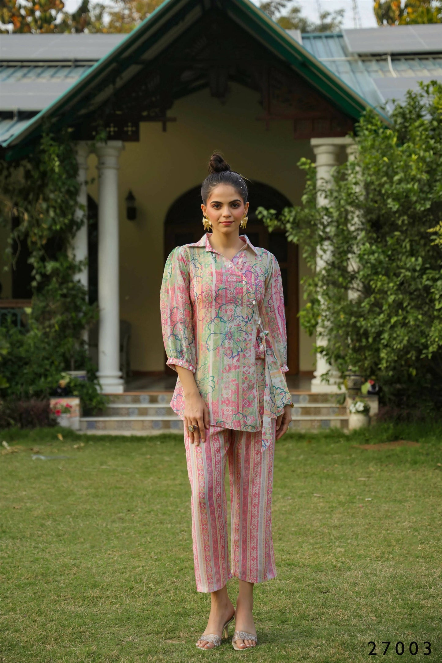 Women's Casual Fashionable Multi Mull Cotton co-ord set - Anya - Swadesiicart