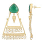 Joban Fashion Women Green Stone Matte Gold Earrings | Swadesiicart