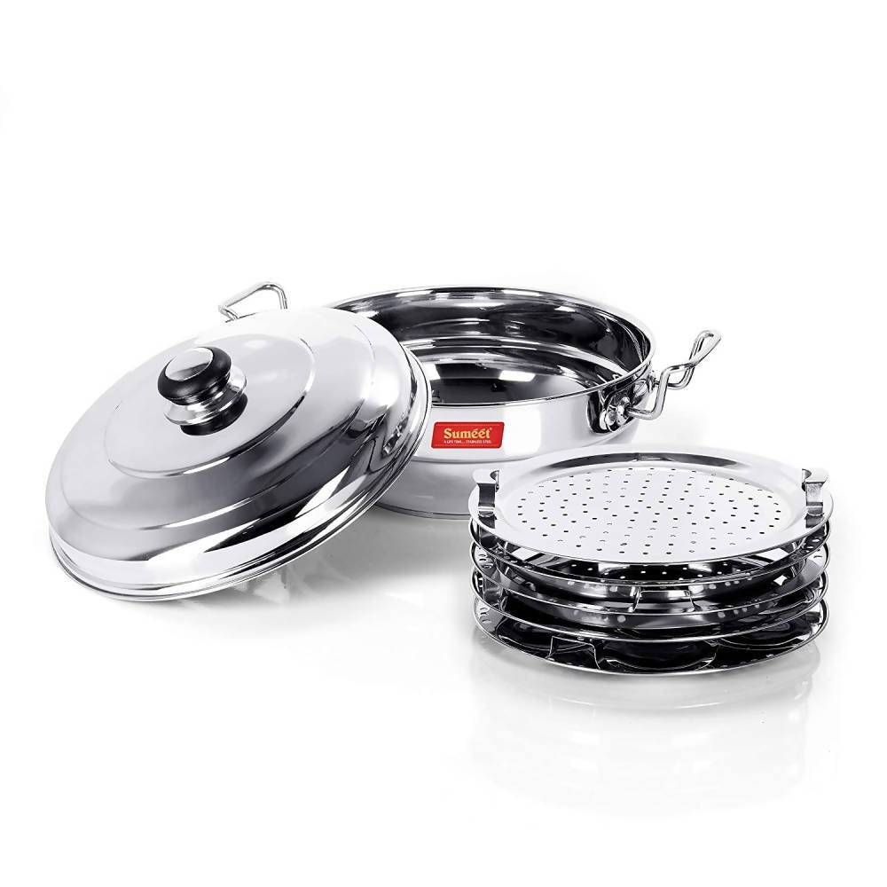 Sumeet Stainless Steel Kadhai Set with Lid and 5 Plates - Swadesiicart