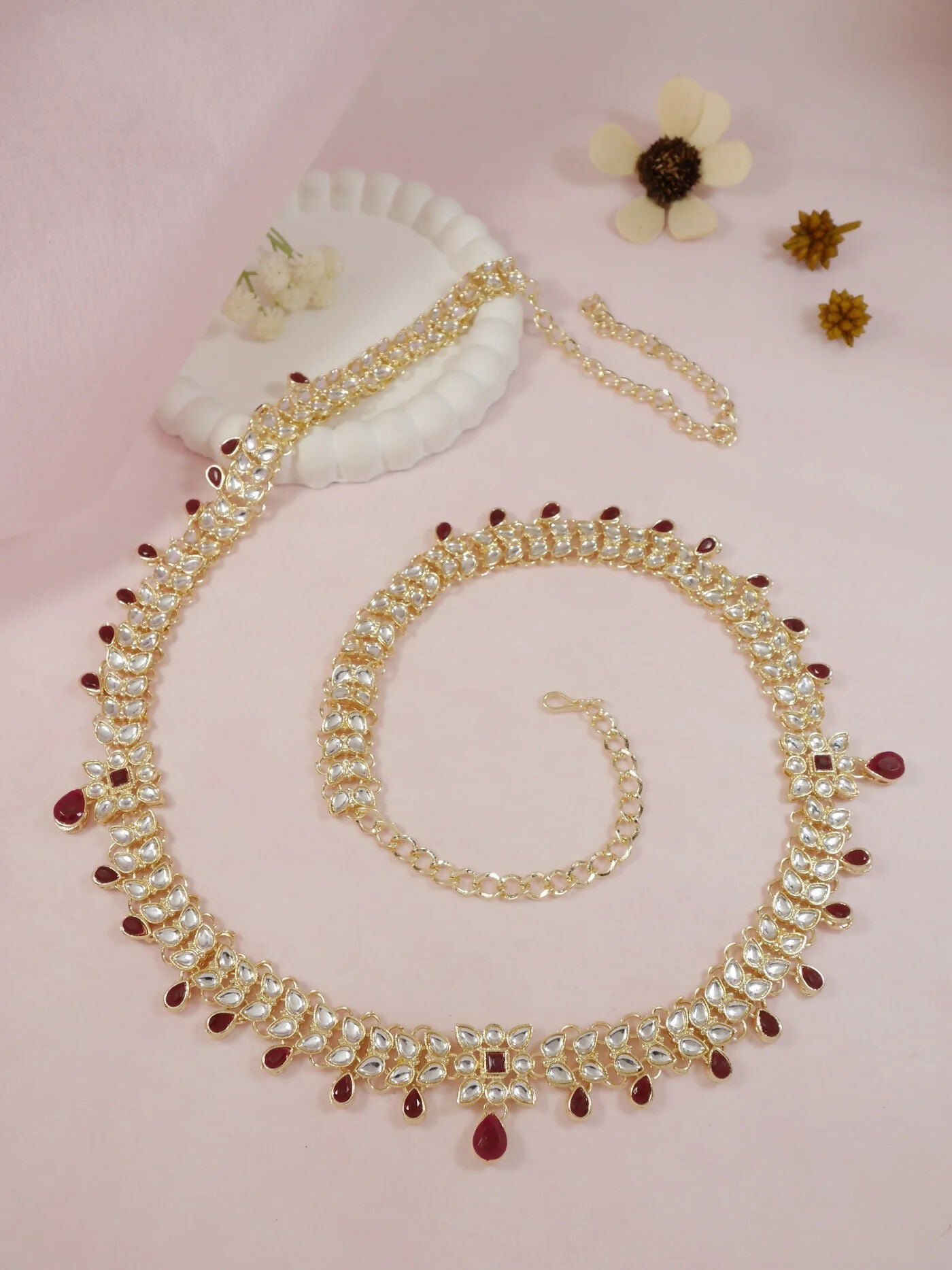 Joban Fashion Red Zinc Alloy Waist Chain For Women | Swadesiicart