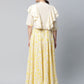 Ahalyaa Women Crepe Cream Solid Top with Printed Skirt with Ruffle Details | Swadesiicart
