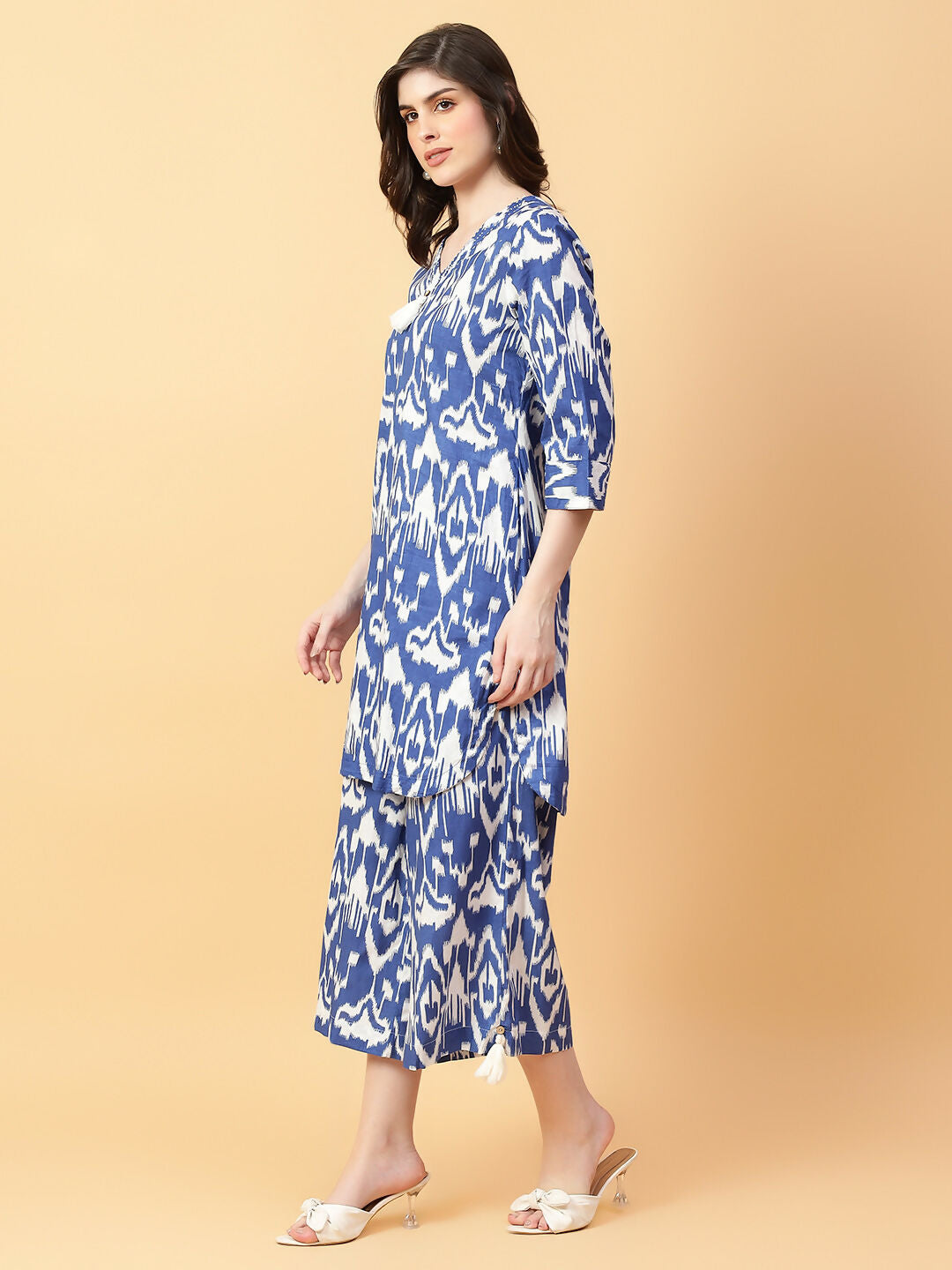 Joban Fashion Blue Cotton Printed & Hand Work Co-ord Set - Swadesiicart