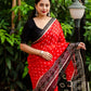 Red Polycotton Ethnic Motifs Saree with Unstitched Blouse - Hiral Fashion | Swadesiicart