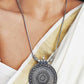 Mominos Fashion Johar Kamal Oxidised Silver-Plated Long Chain with Pendant & Studs For Women | Swadesiicart