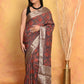 Very Much Indian Modal Silk Ajrakh Handblock Printed Natural Dyes With Designer Border Saree - Maroon | Swadesiicart