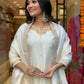 The52 White Beautiful Embroidered Viscose Chanderi Fabric Straight Kurta Pant with Dupatta Set - Swadesiicart