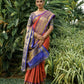 Jyoti Fashion Women's Orange Kanjivaram Silk Zari Woven Saree with Blouse | Swadesiicart