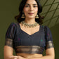 Vishnu Weaves Women's Lavender Muga Cotton Thread Woven Butti with Blouse - Swadesiicart