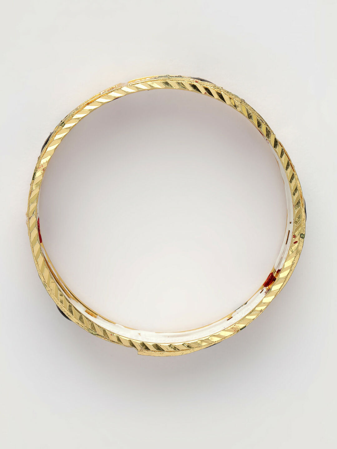 NVR Women's Set of 2 Gold-Polished Peacock Design Meenakari Handcrafted Bangles - Swadesiicart