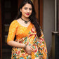 Mustard Cotton Crepe Batik Print Saree with Unstitched Blouse - Hiral Fashion | Swadesiicart