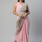 Ahalyaa Women Baby Pink Crepe Georgette Saree Dress With Printed Pallu | Swadesiicart