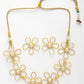 NVR Women's Gold Floral Shape Beaded Handcrafted Jewellery Set - Swadesiicart