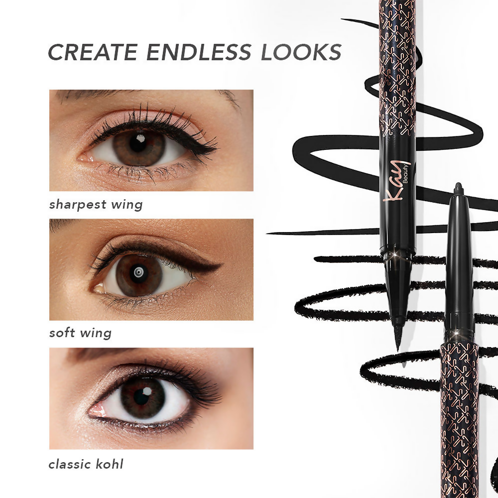 Kay Beauty Intense Black 24H Kajal Eyeliner Duo | Swadesiicart