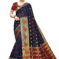 Vamika Banarasi Jaquard Navy Blue Weaving Saree | Swadesiicart