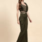 Green Polyester Solid Ready to Wear Saree with stitched Blouse - Nita | Swadesiicart