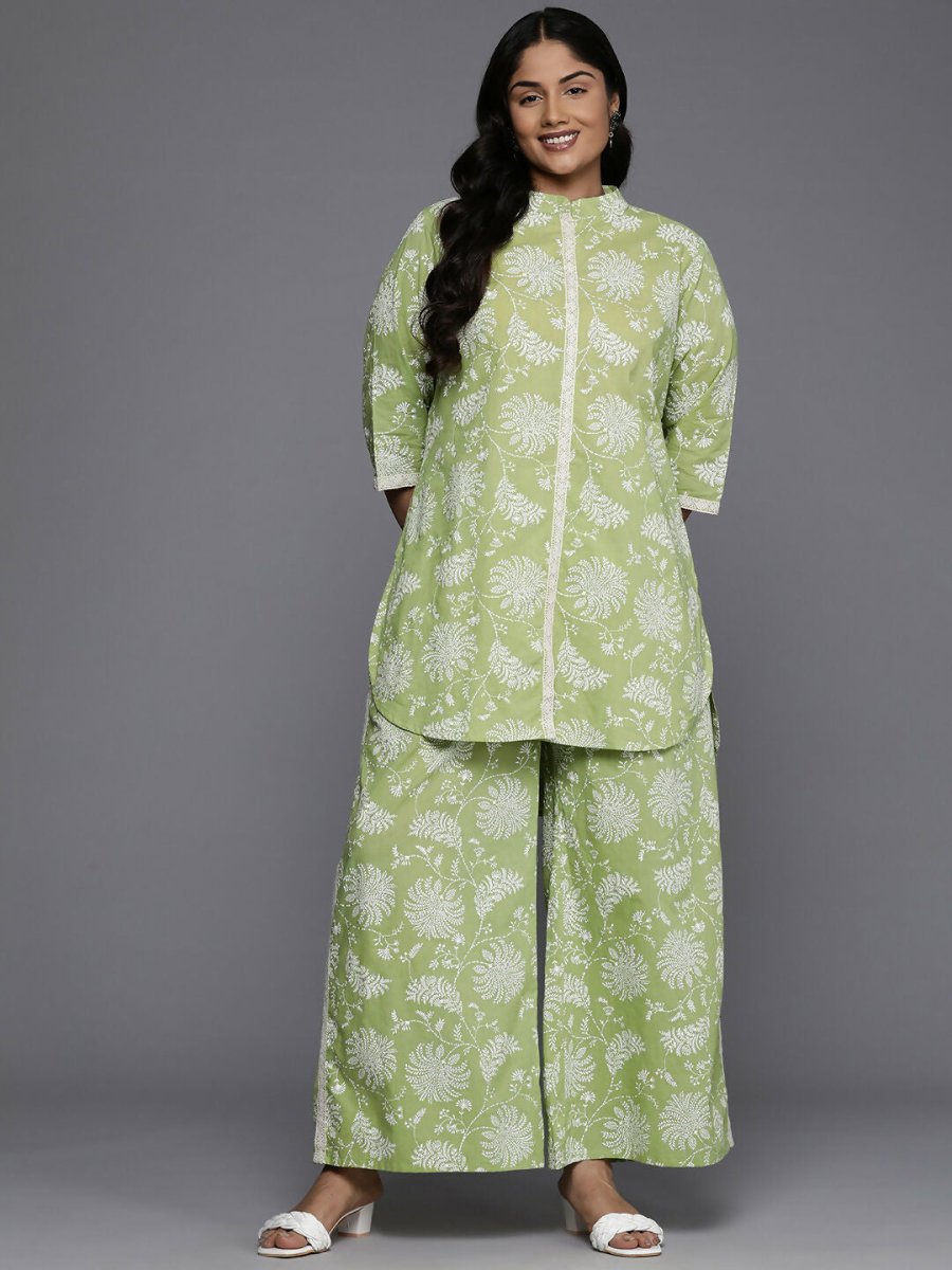 Ahalyaa Women's Traditional wear Co-ords - Green - Swadesiicart