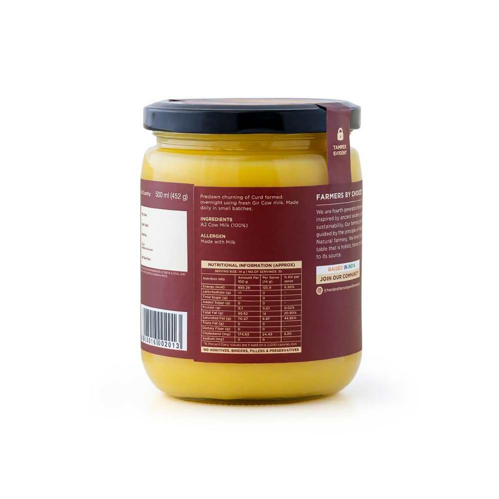 Two Brothers Organic Farms A2 Ghee Butter Organic Grass Fed From Gir Cow | Swadesiicart