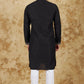 Bluesaanchi Men's Sunshine Handwoven Embroidered Black Kurta Set | Swadesiicart