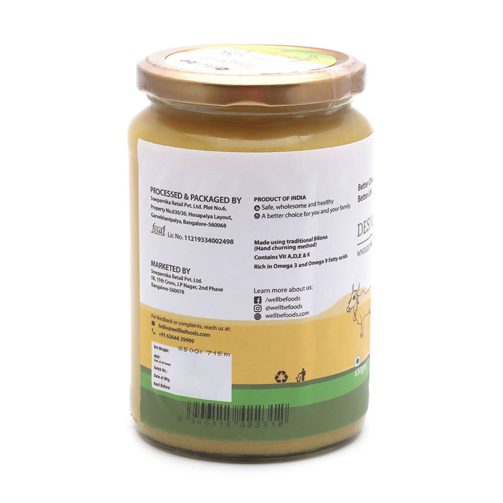 Wellbe Desi Cow Ghee | Indian Hallikar Cow Ghee | Pure A2 Ghee | Natural & Healthy | Better Choice - Better Life | Swadesiicart