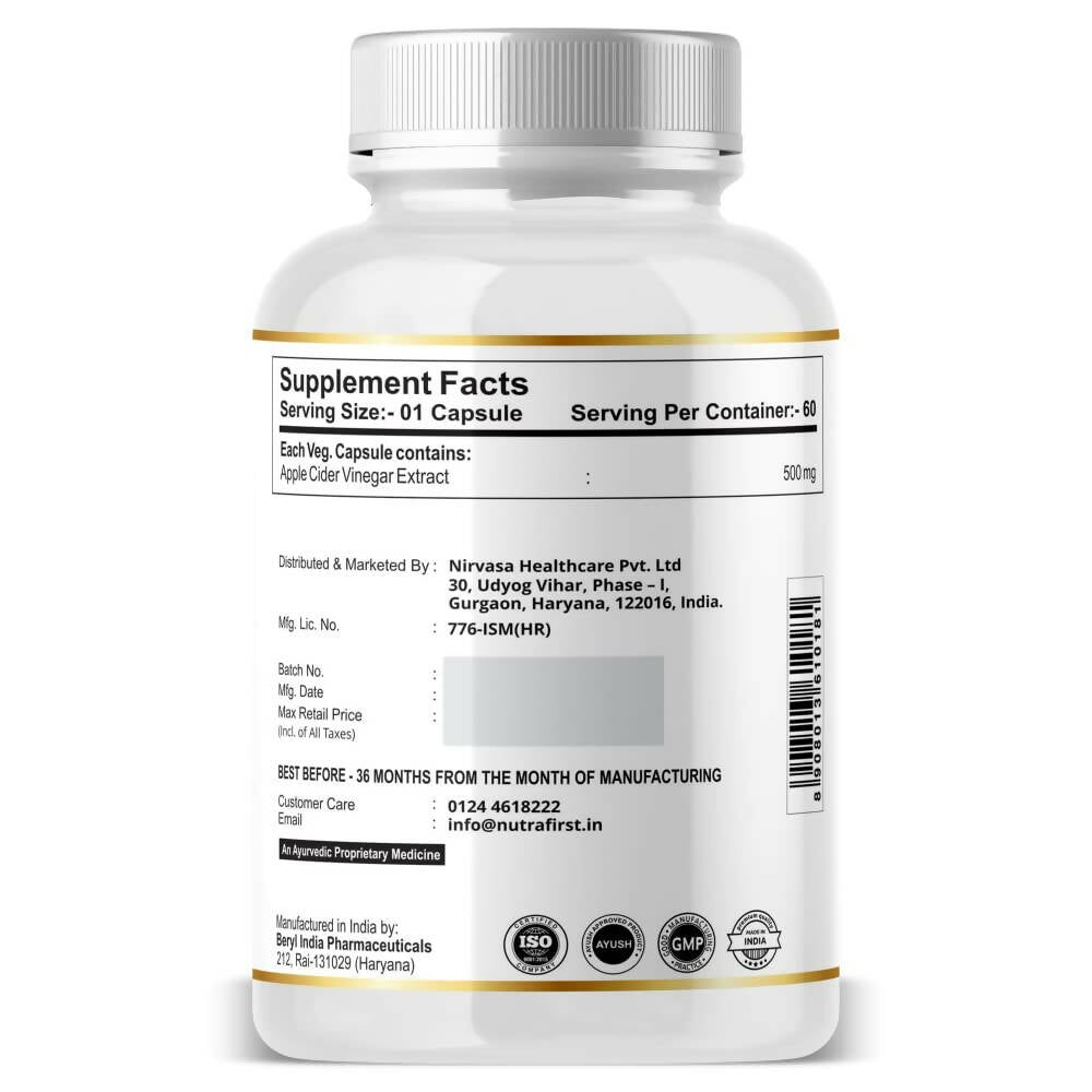 Nutrafirst Apple Cider Vinegar Capsules - Swadesiicart