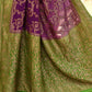 Joban Fashion Purple Crepe Chiffon Pure Handloom Banarasi Silk Saree | Swadesiicart